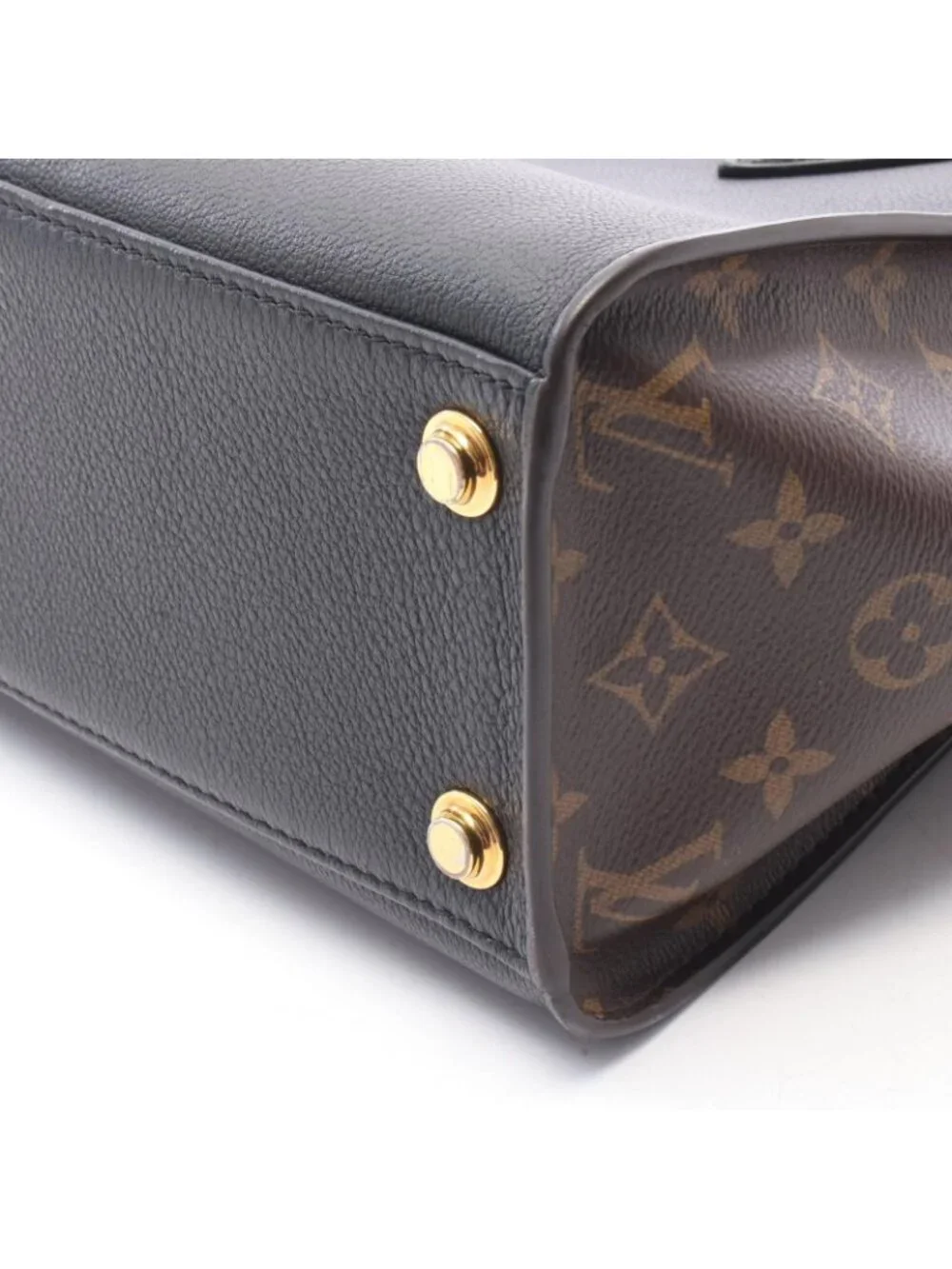 Louis Vuitton Handbag on My Side MM Monogram Noir Leather Canvas